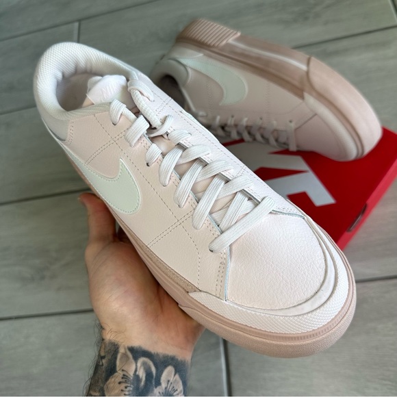 NIKE COURT LOW PINK WHITE SNEAKERS - Picture 3 of 3